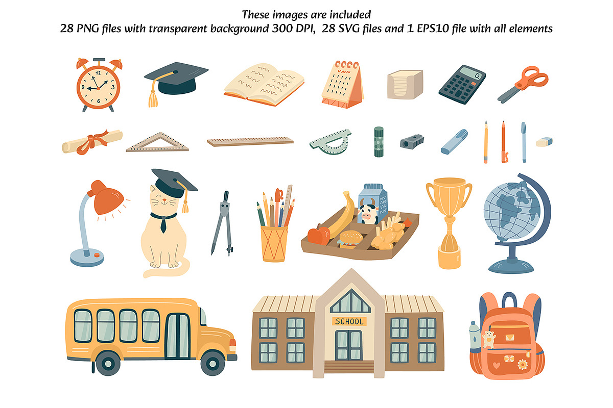 Back to School Clipart & Patterns, an Education Illustration by Anna Druzhkova (Photo 2 of 11)