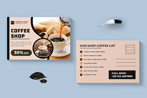 Coffee Shop Postcard Layout, a Stationery Template by MightyDesign