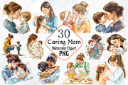caring mom Watercolor clipart, a Seasonal Illustration by RobertsArt (Thumbnail 1 of 7)