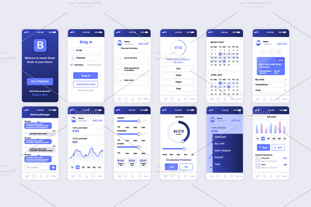 Mobile App UI Kit, a Templates & Theme by alexdndz (Photo 5 of 21)