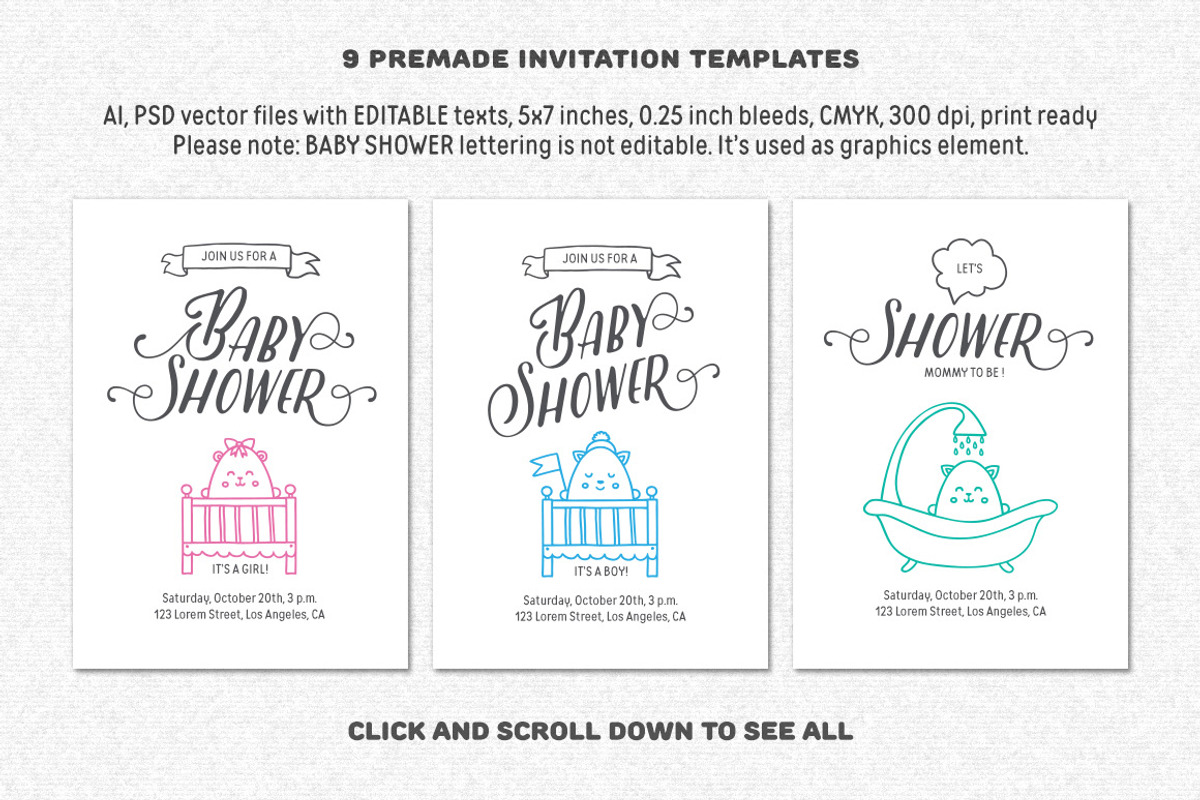 Baby Shower Design Set, a Decorative Illustration by Chelovector (Photo 3 of 4)