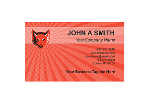 Business Card Template Red Fox Head