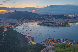 Evening lights of Rio de Janeiro from Sugarloaf Mountain, panora, a Photo by Pictures for you!!!!!!!!!