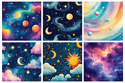 Whimsical Celestial Digital Paper, a Texture Illustration by RobertsArt (Thumbnail 7 of 7)