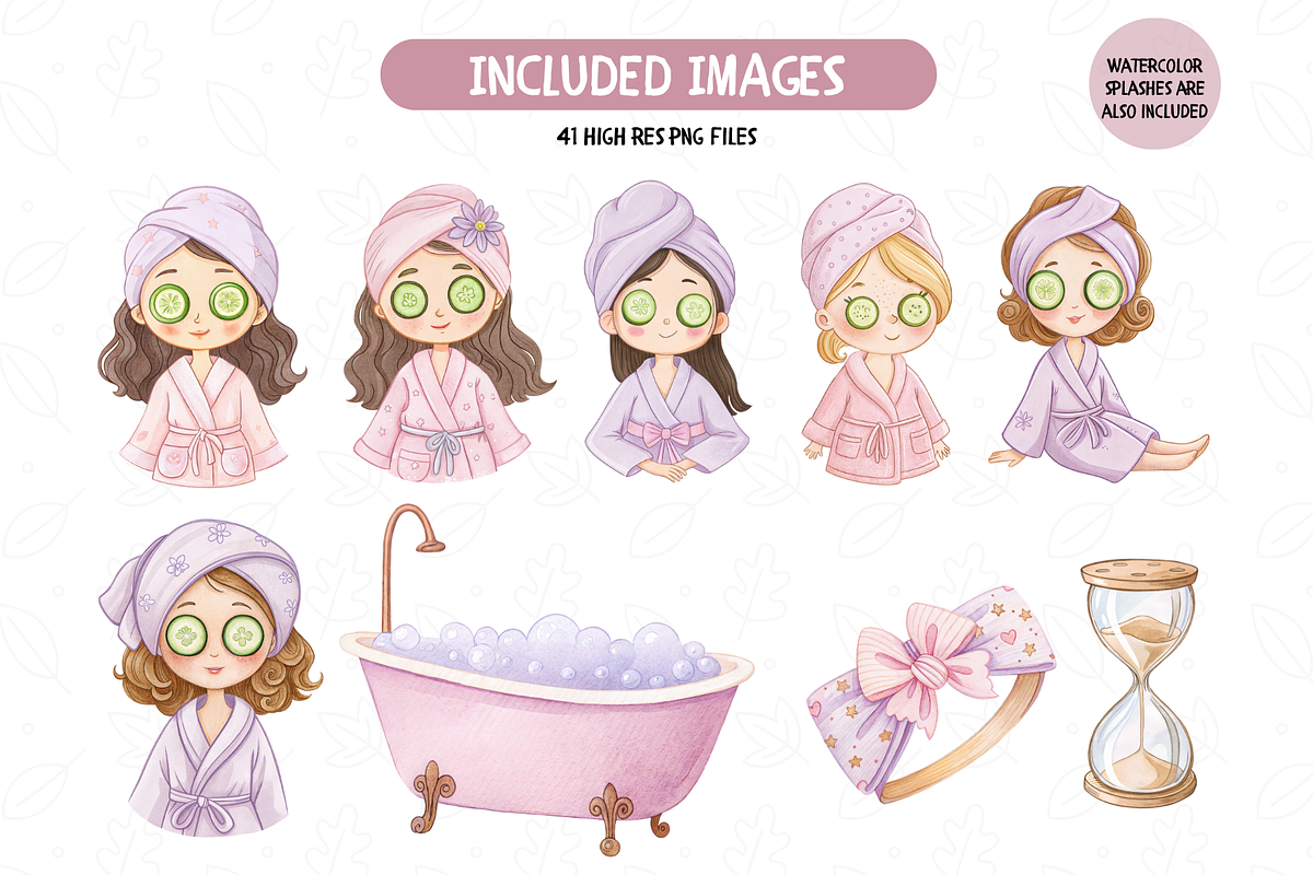Spa Day Clipart, Cute Spa PNG, an Illustration by TatiMockup (Photo 2 of 5)