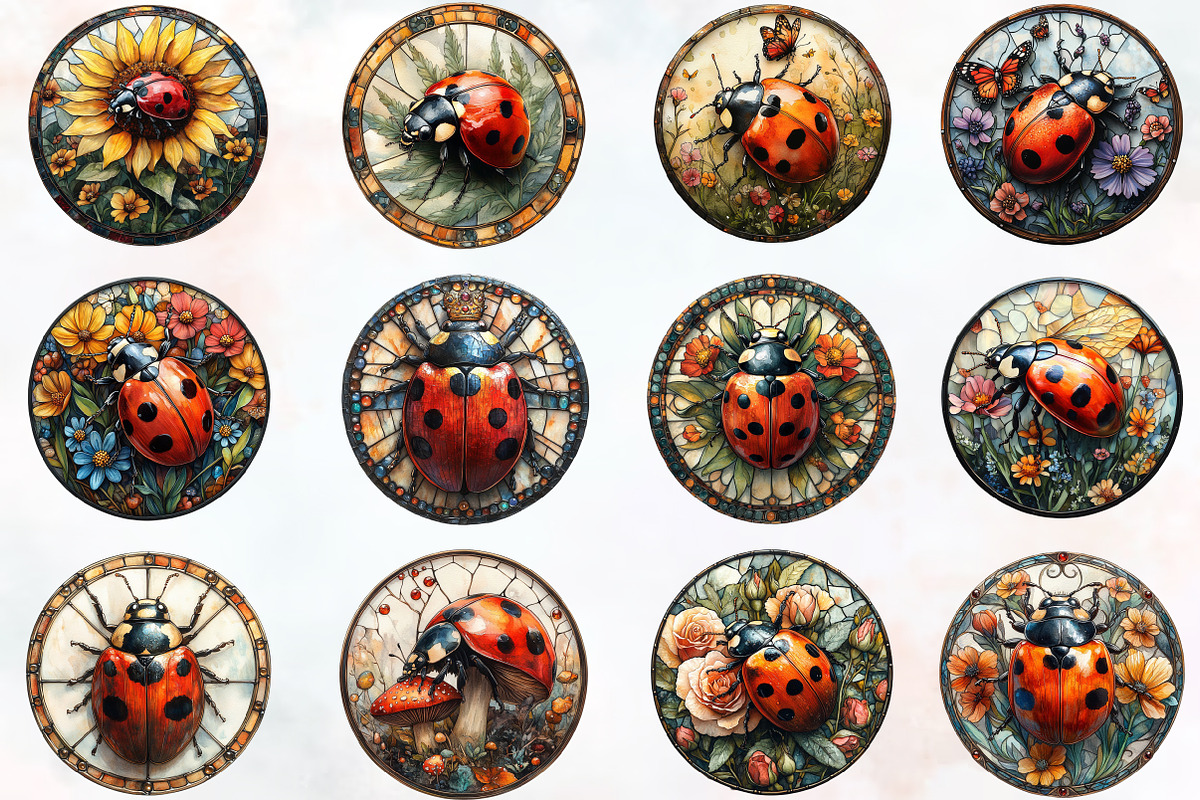 Stained Glass Ladybug Sublimation, an Illustration by RobertsArt (Photo 2 of 7)
