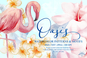 Oasis | Watercolor Flamingo patterns