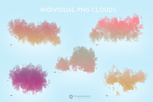 Floating Colorful Clouds PNG/PSD