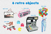 Retro 80's Watercolor Clipart, a Texture Illustration by WBS Design (Thumbnail 2 of 7)