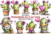 Cactus Valentine's Day Clipart, an Illustration by Pixels.Craft (Thumbnail 1 of 5)