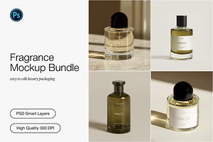 4 Fragrance Bottle Mockup Set