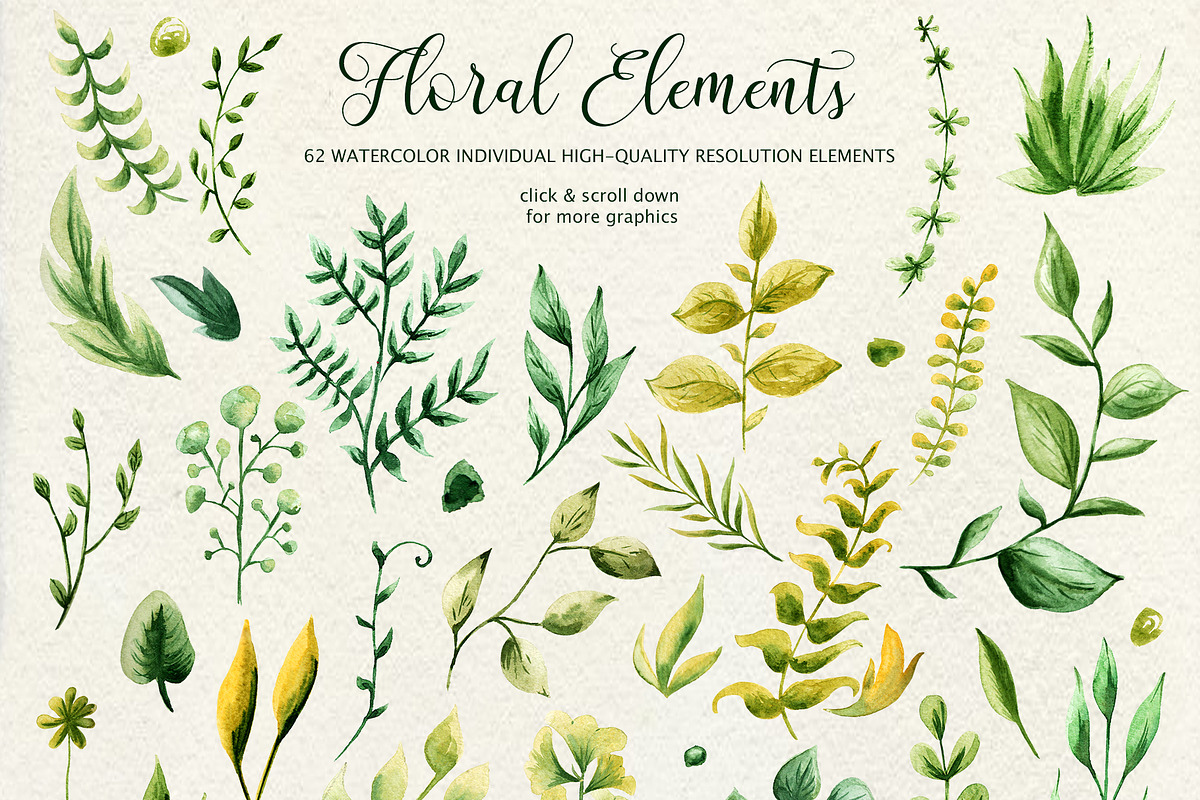 Herbaceous Greens-watercolor set, a Decorative Illustration by Astarte_design (Photo 2 of 13)