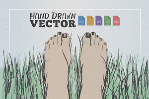 Feet in Grass Illustration