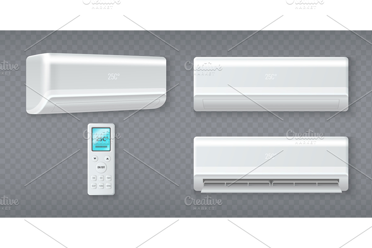 3D air conditioners set isolated on, a Technology Illustration by art PVP - market