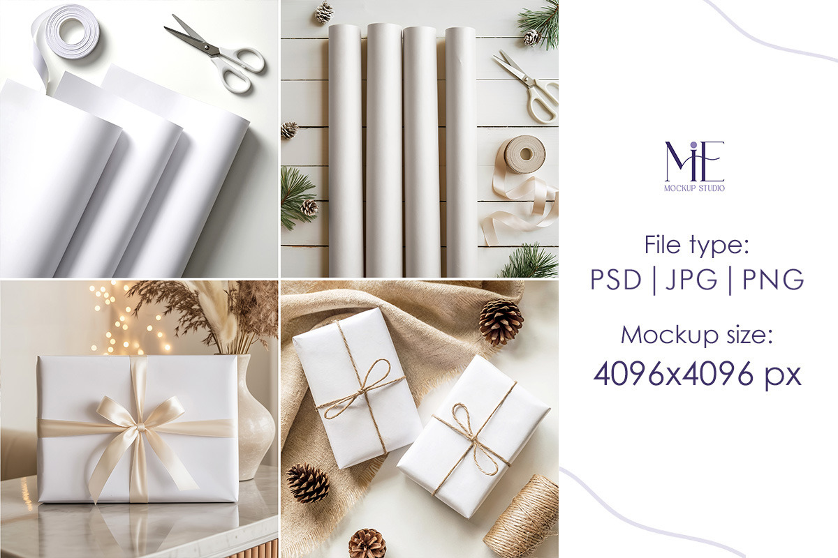 Xmas Wrapping Paper Mockup Bundle, a Packaging Mockup by Mie Mockup Studio (Photo 4 of 7)