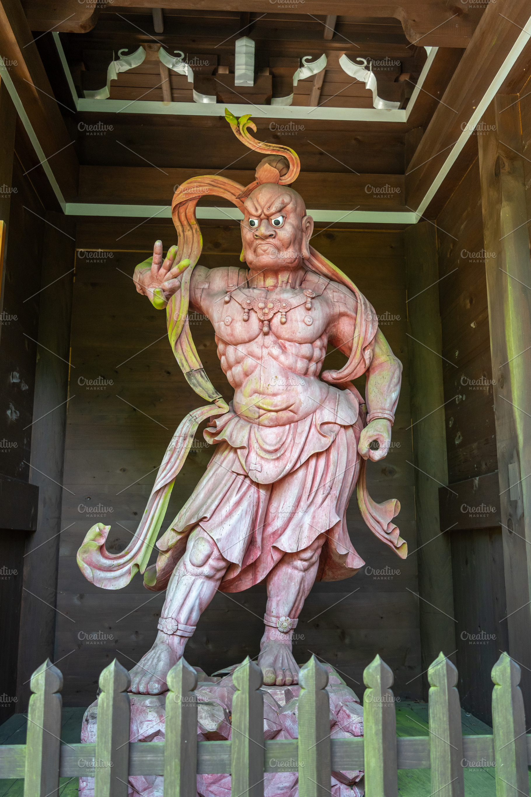 Nio guardian statue at Misen Niomon temple, Miyajima Island, a Nature Photo by GoodGoods