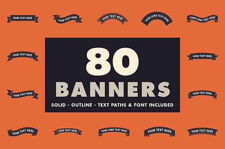 80 banners with text paths & font!