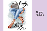 Lady boss clipart, Legs in jeans png, a Work Illustration by KupalinaArt (Thumbnail 1 of 8)