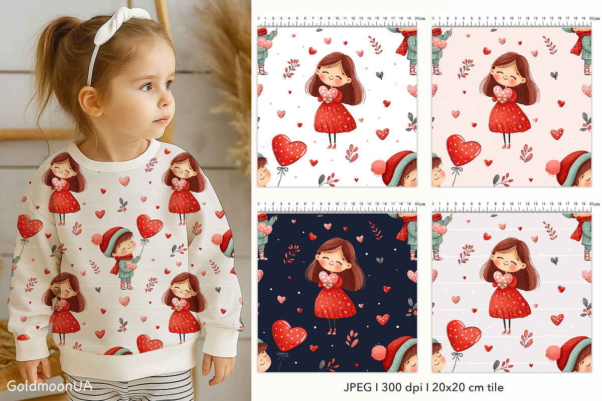 Love & Hearts Patterns & Clipart, a Seasonal Illustration by GoldmoonUA (Photo 2 of 5)
