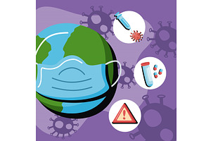 earth with face mask, a Healthcare Illustration by studiogstock
