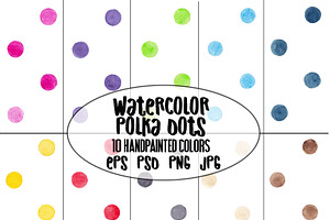 Watercolor Polka Dots Pattern Bundle