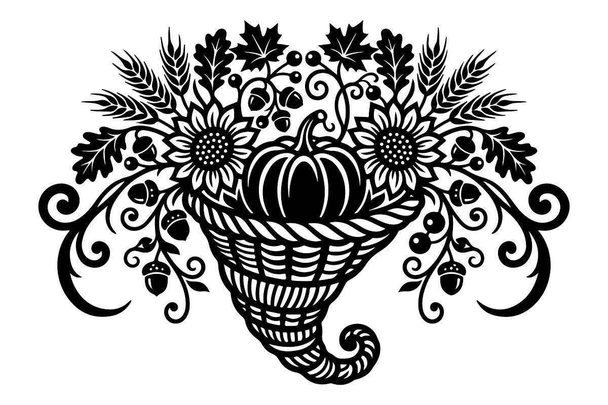 Elegant Floral Pumpkin Cornucopia, an Object Graphic by Gfx_Store (Photo 11 of 16)