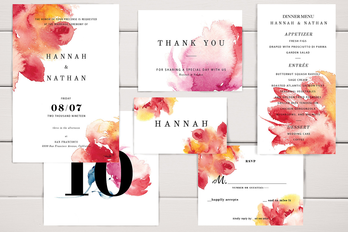 Watercolor Peony Wedding Card Set, an Invitation Template by TurquoiseDesign (Photo 2 of 5)