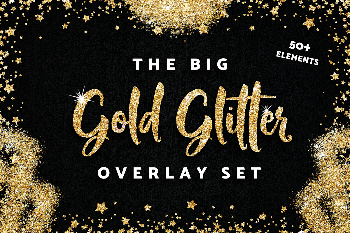Gold Glitter Overlay Frames Borders, a Texture Graphic by Nifty Template Studio (Photo 1 of 9)