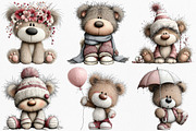 Watercolor Teddy Bear Clipart Bundle, an Illustration by Canvas Craft (Thumbnail 2 of 8)