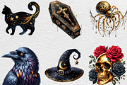 Creepy Black and Gold Halloween, an Illustration by Black Bird Studio (Thumbnail 3 of 6)