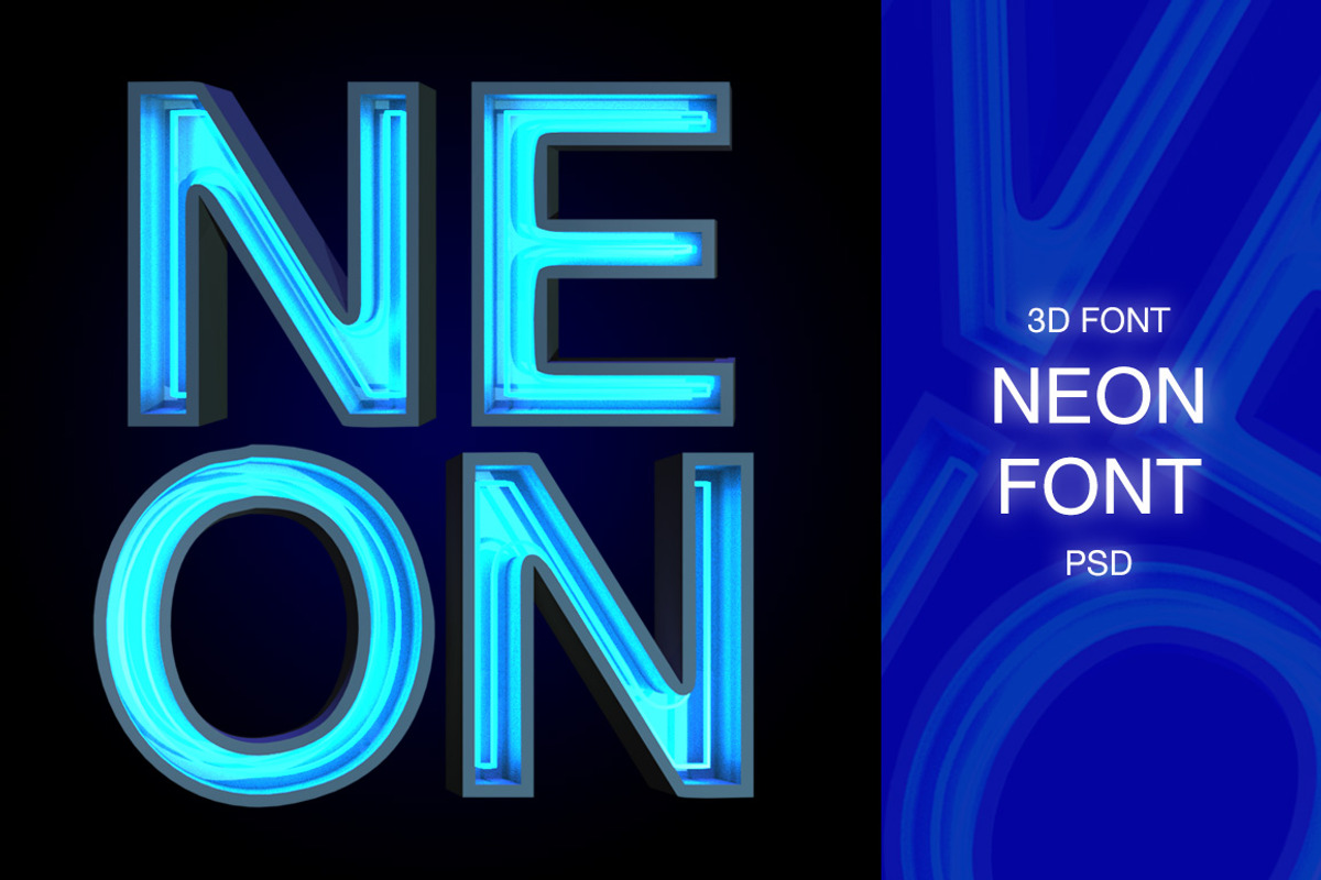 3D FONT | NEON | 3D PSD
