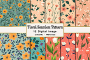 Floral Seamless Pattern Bundle, an Illustration by OK Design (Thumbnail 1 of 4)