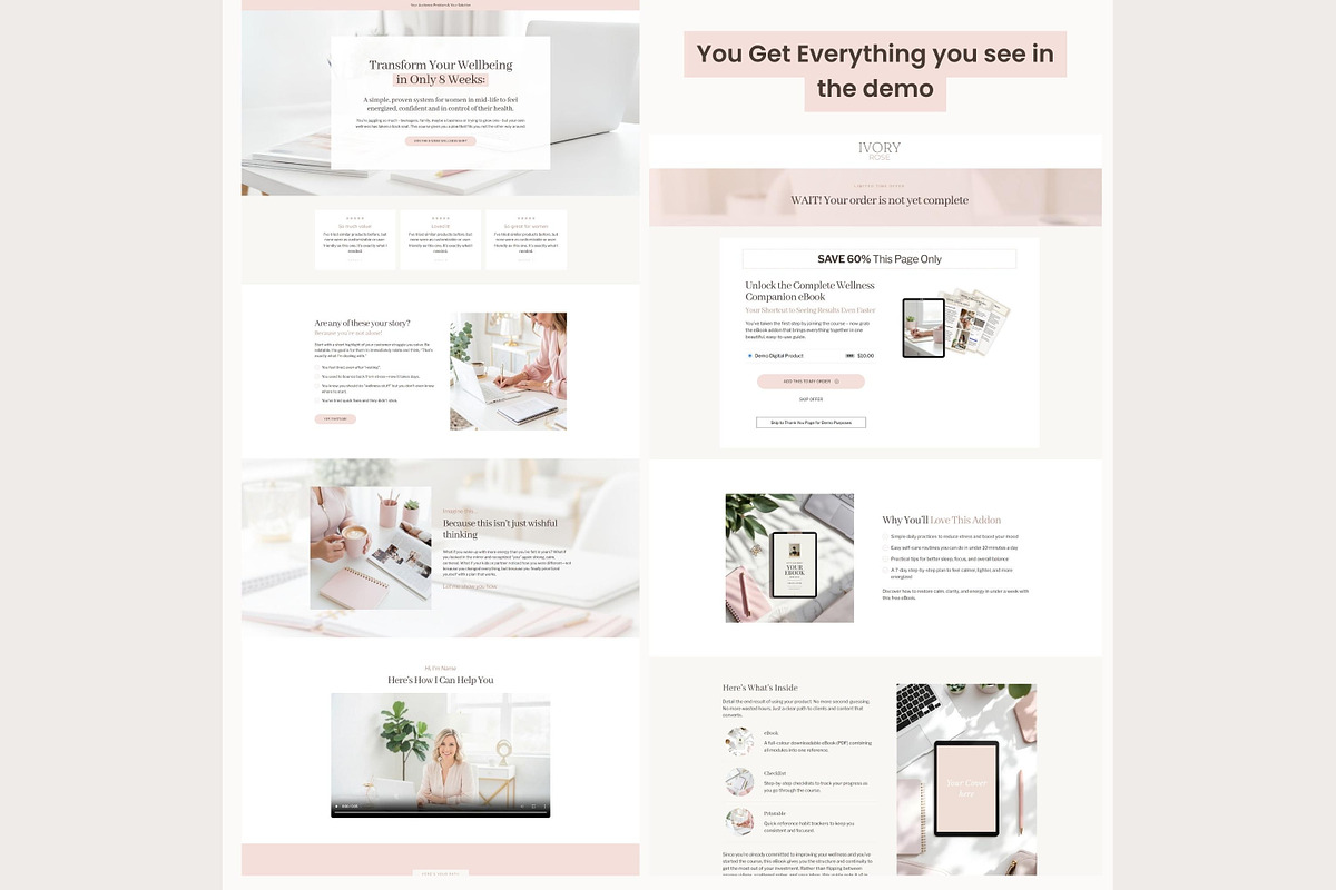 Systeme.io Ivory Rose Sales Funnel, a Landing Page Template by Hayley's Digital Hub (Photo 5 of 10)