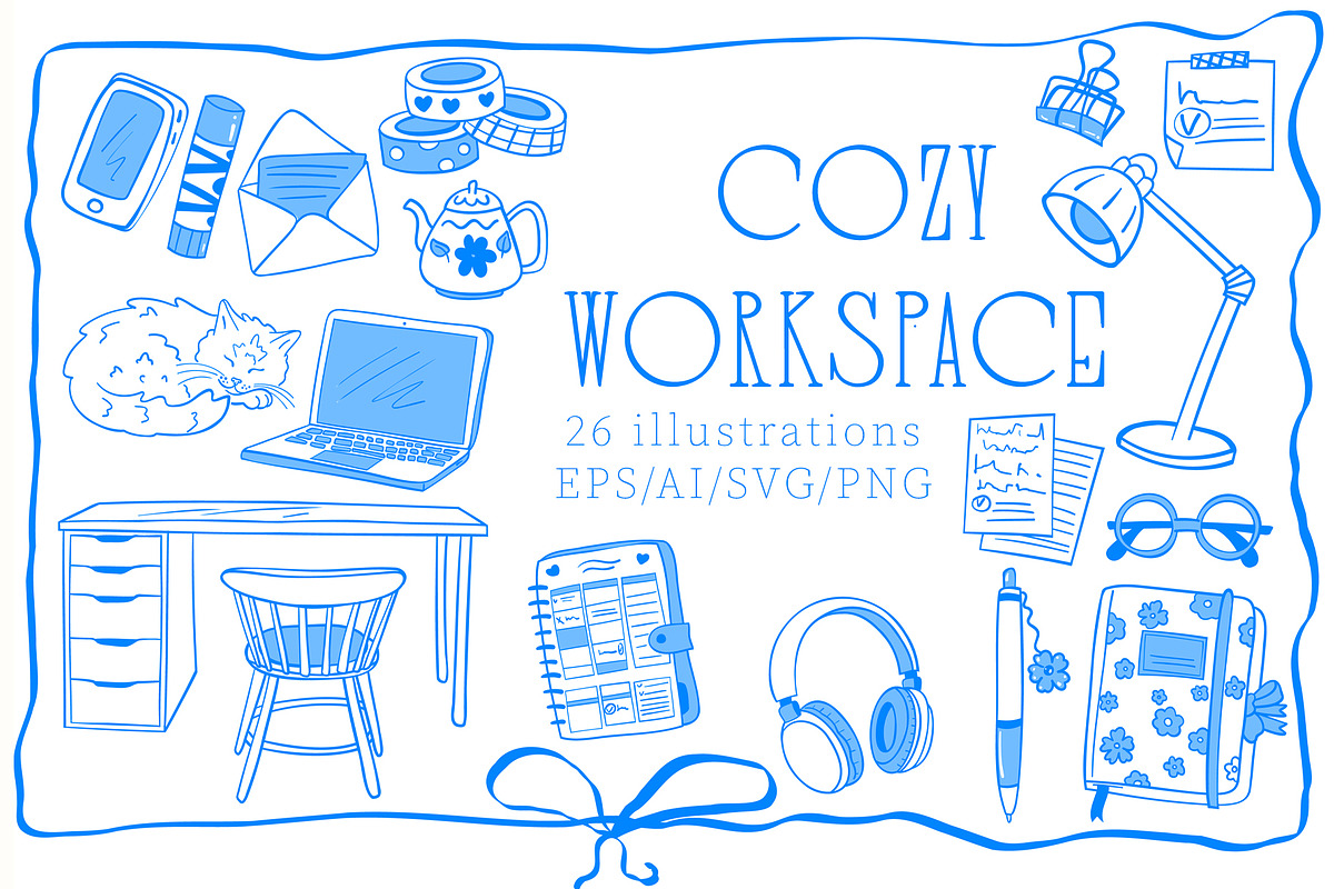 Cozy workspace Lineart, a Work Illustration by Carpet Tapete Pretzel (Photo 1 of 3)
