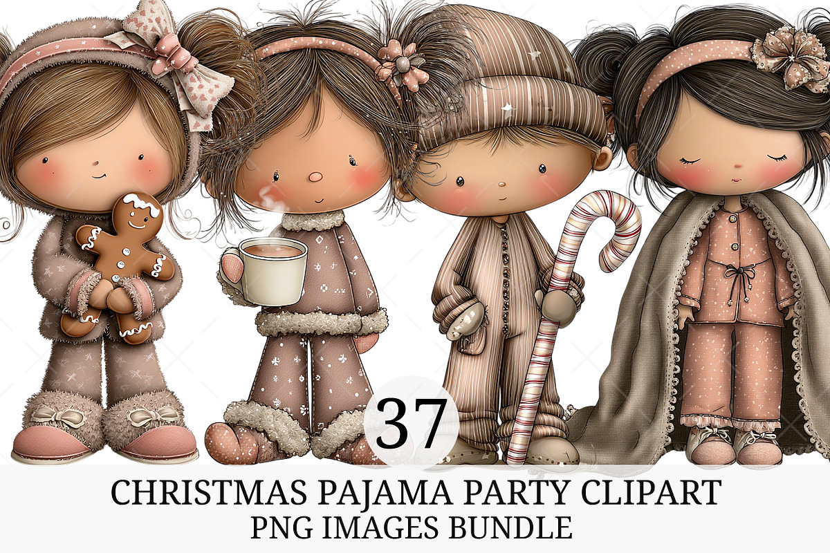 Christmas Pajama Party Clipart, an Illustration by Craft Nest (Photo 1 of 11)