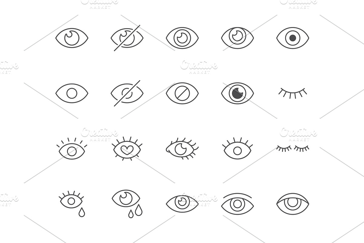Eyes Line Icons, an Outline Icon by Nadiinko