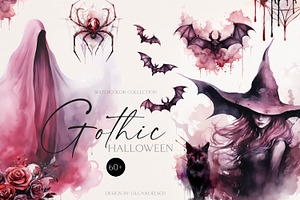 Watercolor Gothic Halloween, a Seasonal Illustration by Olga Koelsch