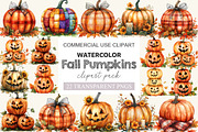 Fall Halloween Pumpkins Clipart, a Work Illustration by cherrydesign (Thumbnail 1 of 3)