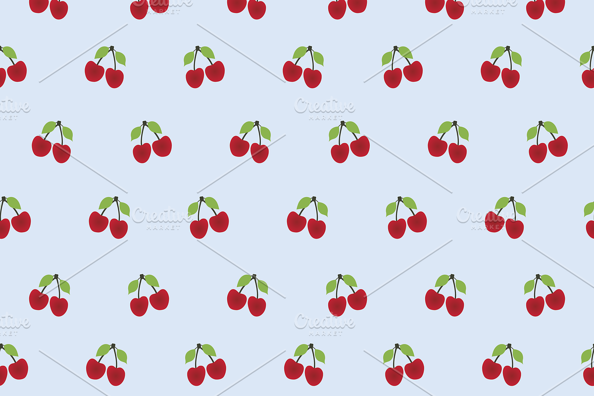 Cherries & Daisies Set of 7 Seamless, a Pattern Graphic by Amy Lynn Grover (Photo 9 of 10)
