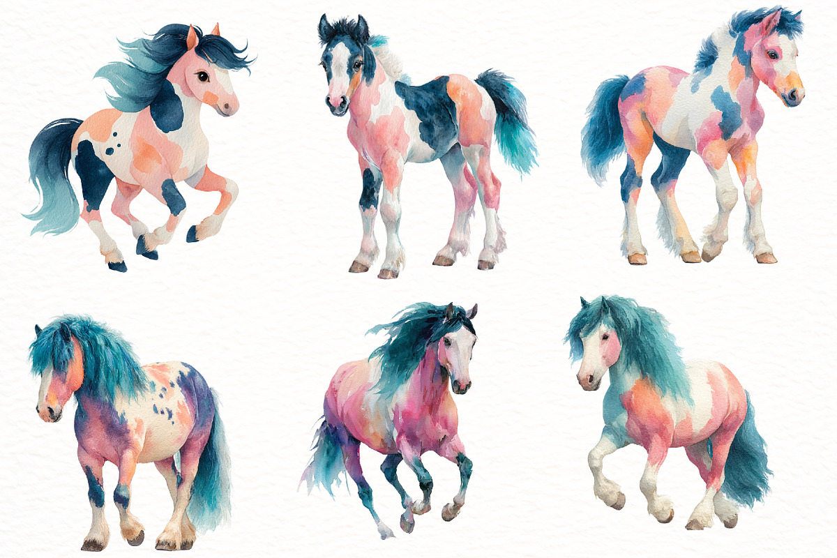 Watercolor Spring Horse clipart, an Illustration by Designworld (Photo 3 of 6)