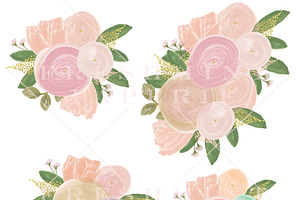 Watercolor Flower Bunches Clipart