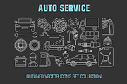 Outline set auto service icons, an Outline Icon by Gurza SHOP (Thumbnail 1 of 2)