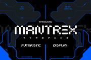 Mantrex - Futuristic Display Font, a Sans Serif Font by Drizy (Thumbnail 1 of 10)