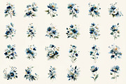 Elegant Midnight Blue Florals, an Illustration by DreamCafeArt (Thumbnail 2 of 6)