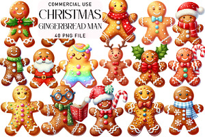 Christmas Gingerbread Man Clipart Bu, an Illustration by Daily.Designs