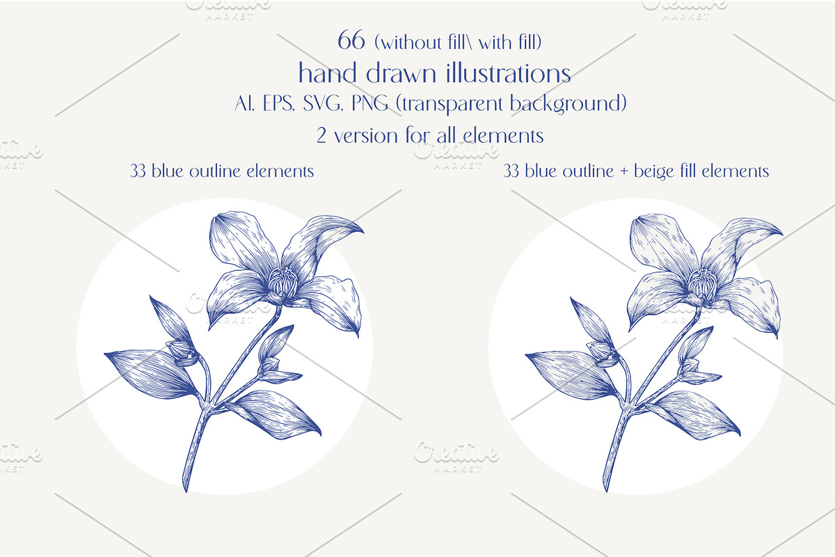 Vintage Flowers Vector blue Toile, an Object Graphic by ON_lineart_store (Photo 3 of 10)