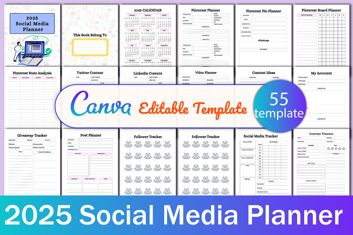 2025 Social Media Planner, a Stationery Template by Designmela01 (Photo 1 of 4)