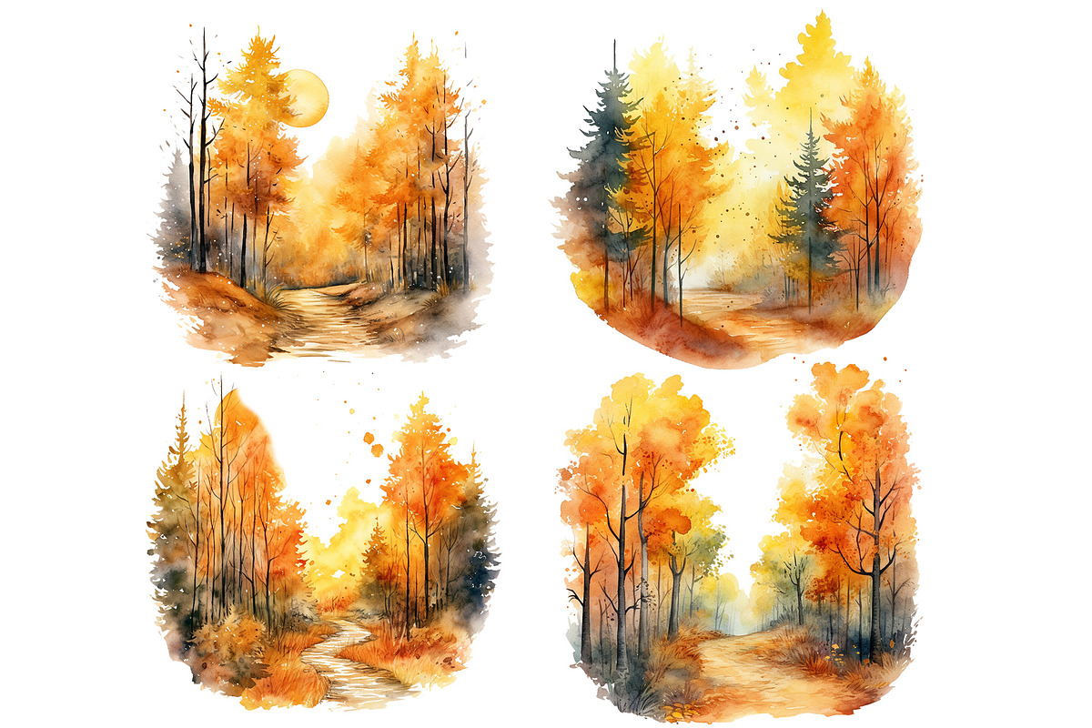 Watercolor autumn tree clipart, fall, an Object Graphic by KomtsyanTatyanaArt (Photo 2 of 3)