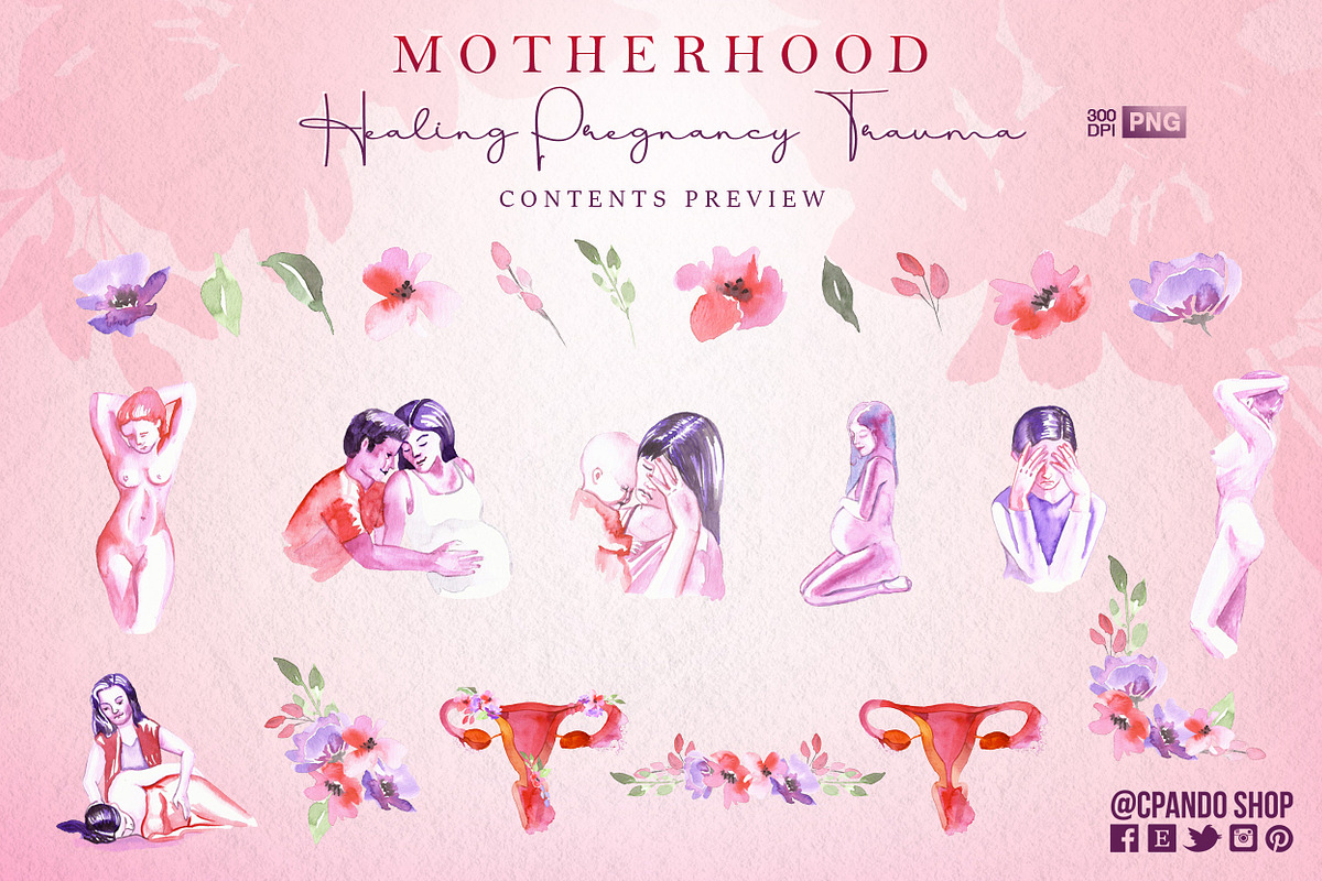 Postpartum & Doula Watercolor Art, a Healthcare Illustration by CpandoShop (Photo 3 of 3)