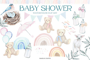 Pastel Baby Shower Watercolor Art